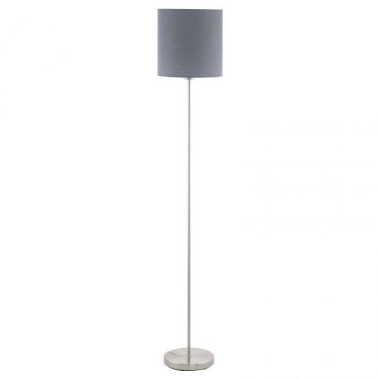 41045-002 Nickel Floor Lamp with Grey & White Shade