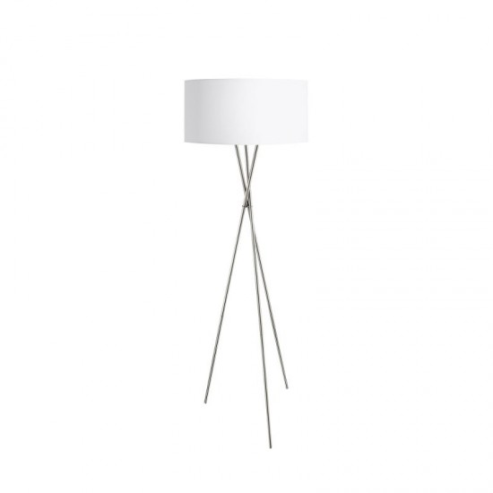 87483-002 White & Silver with Satin Nickel Tripod Floor Lamp