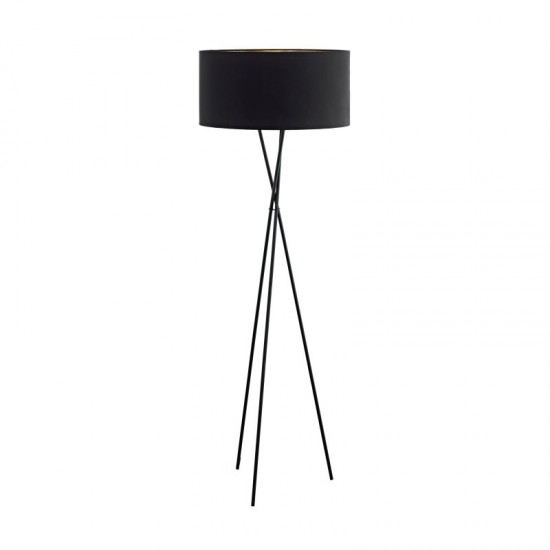 87484-002 Black Tripod Floor Lamp with Black & Copper Shade