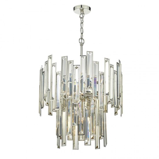 2467-003 Nickel 6 Light Chandelier with Champagne Crystal