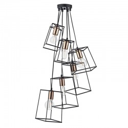 32401-003 Black & Copper 6 Light Cluster Pendant