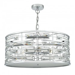 3934-003 Polished Chrome 6 Light Pendant with Crystal 
