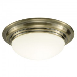 4133-003 Bathroom Antique Brass Flush with Opal Glass