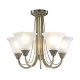 4203-003 Antique Brass 5 Light Centre Fitting with White Glasses