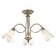 4663-003 Antique Brass 3 Light Centre Fitting with Flower Glasses