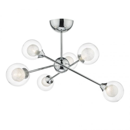 4762-003 Chrome 6 Light Centre Fitting with Double Glasses