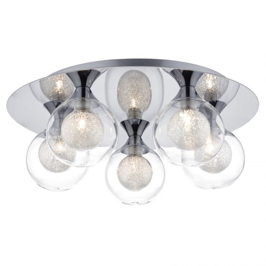 4778-003 Chrome 5 Light Ceiling Lamp with Double Glasses