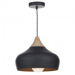 4958-003 Black & Wooden Pendant with Black & Gold Shade 4958-003 Black & Wooden Pendant with Black & Gold Shade