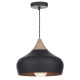 4958-003 Black & Wooden Pendant with Black & Gold Shade
