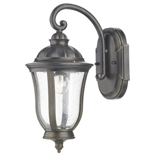 5224-003 Outdoor Black & Gold Wall Lamp with Seeded Glass