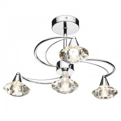 108957-005 Polish Chrome 4 Light Centre Fitting with Crystal Glasses 108957-005 Polish Chrome 4 Light Centre Fitting with Crystal Glasses