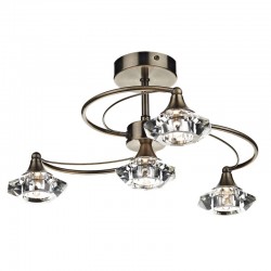 108958-005 Antique Brass 4 Light Centre Fitting with Crystal Glasses 108958-005 Antique Brass 4 Light Centre Fitting with Crystal Glasses
