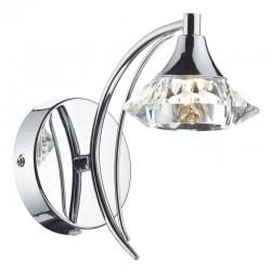 33467-005 Polish Chrome Wall Lamp with Crystal Glass 33467-005 Polish Chrome Wall Lamp with Crystal Glass