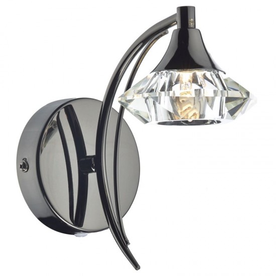 5493-003 Black Chrome Wall Lamp with Crystal Glass