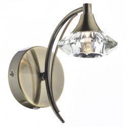 33468-005 Antique Brass Wall Lamp with Crystal Glass