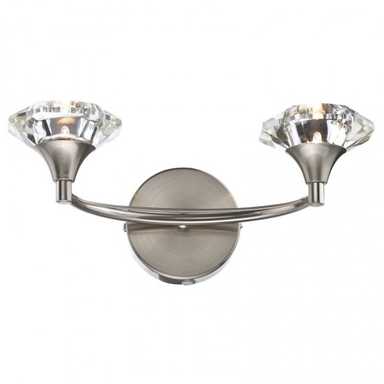 5495-003 Satin Chrome 2 Light Wall Lamp with Crystal Glasses
