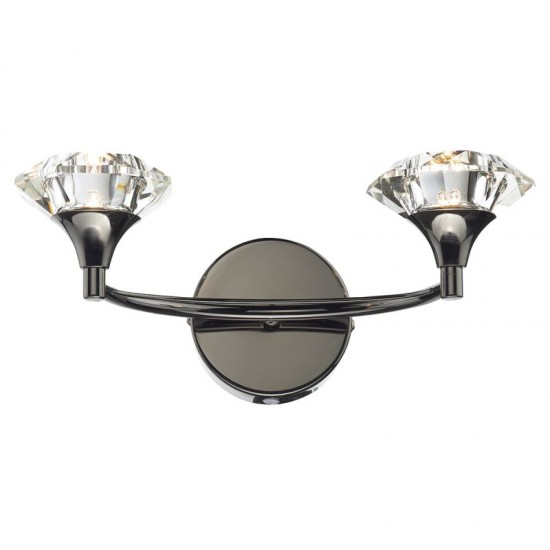 5497-003 Black Chrome 2 Light Wall Lamp with Crystal Glasses