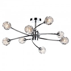 6328-003 Polish Chrome 8 Light Centre Fitting with Sculptured Glasses