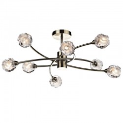 6329-003 Antique Brass 8 Light Centre Fitting with Sculptured Glasses