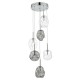 85563-003 Chrome 6 Light Cluster Pendant with Clear & Smoky Glasses