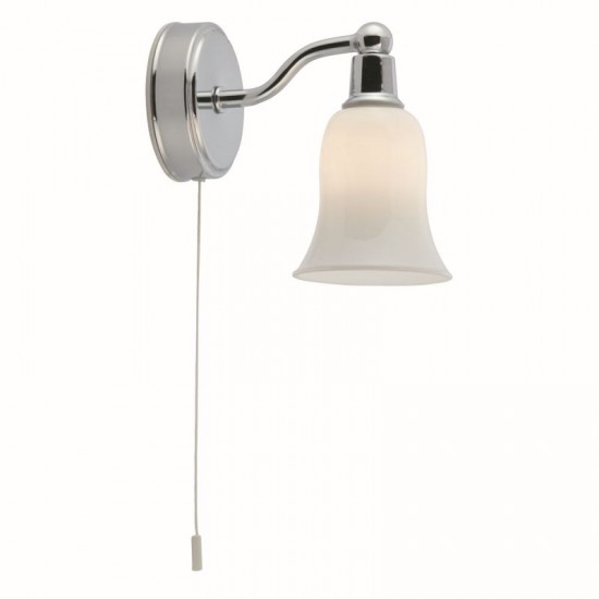 72484-006 Bathroom Chrome Wall Lamp with White Glass