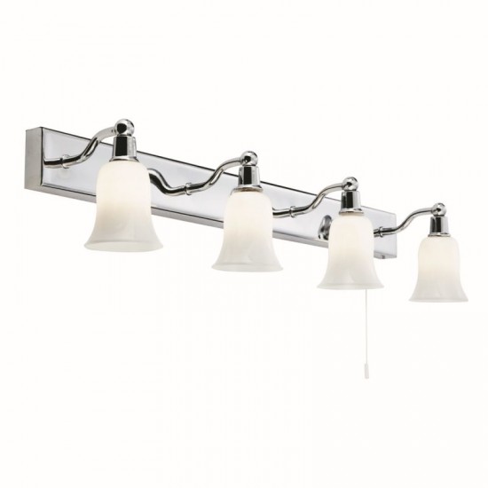 72485-006 Bathroom Chrome 4 Light Wall Lamp with White Glasses
