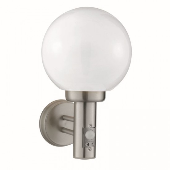 8270-006 Stainless Steel with White Globe PIR Wall Lamp