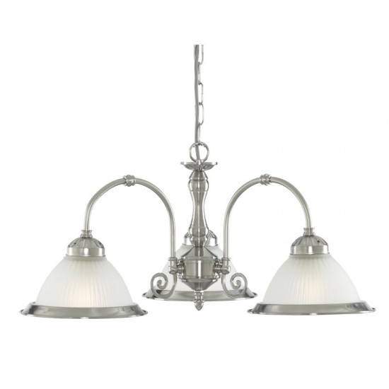 8294-006 Ribbed Glass & Satin Silver 3 Light Centre Fitting