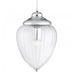 8320-006 Chrome Pendant with Clear Ribbed Glass