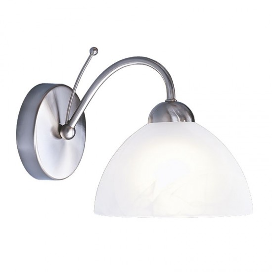 8330-006 Satin Silver Wall Lamp with Alabaster Glass