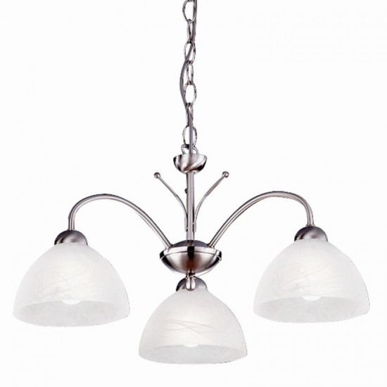 8336-006 Satin Silver 3 Light Centre Fitting with Alabaster Glasses