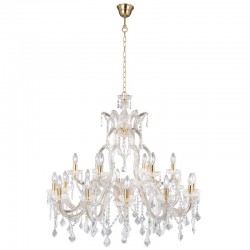 8350-006 Brass & Acrylic 18 Light Chandelier with Crystal