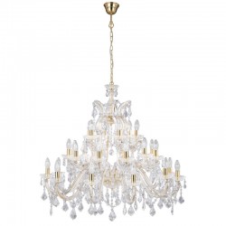 8351-006 Brass & Acrylic 30 Light Chandelier with Crystal