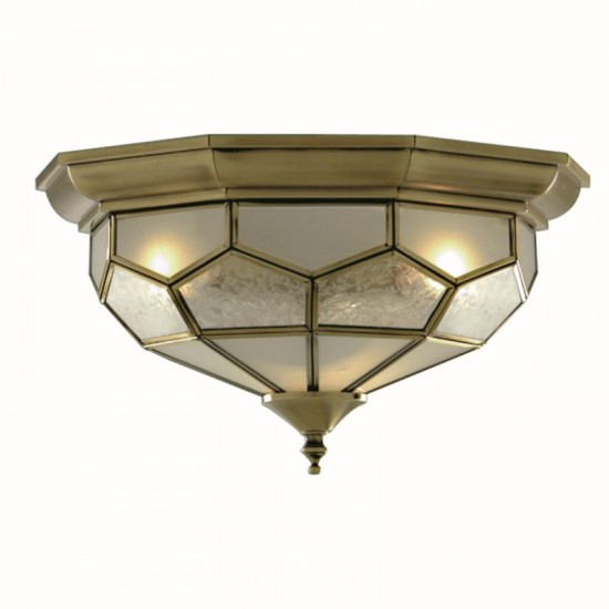 8360-006 Antique Brass Flush with & Glass Diffuser