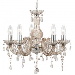 8394-006 Chrome & Mink Acrylic 5 Light Chandelier with Crystal 8394-006 Chrome & Mink Acrylic 5 Light Chandelier with Crystal