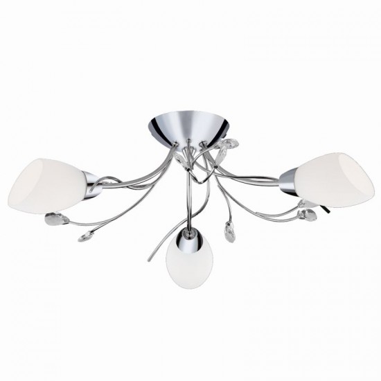 8462-006 Chrome 3 Light Ceiling Lamp with Opal Glasses