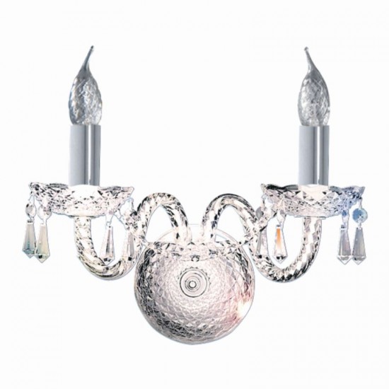 8530-006 Chrome 2 Light Wall Lamp with Crystal