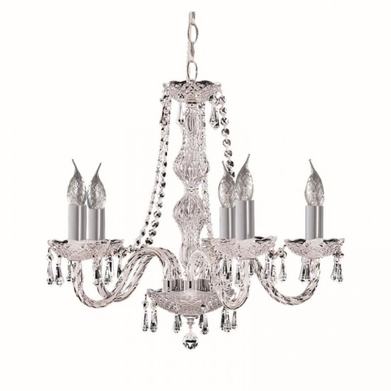 8534-006 Chrome 5 Light Chandelier with Crystal