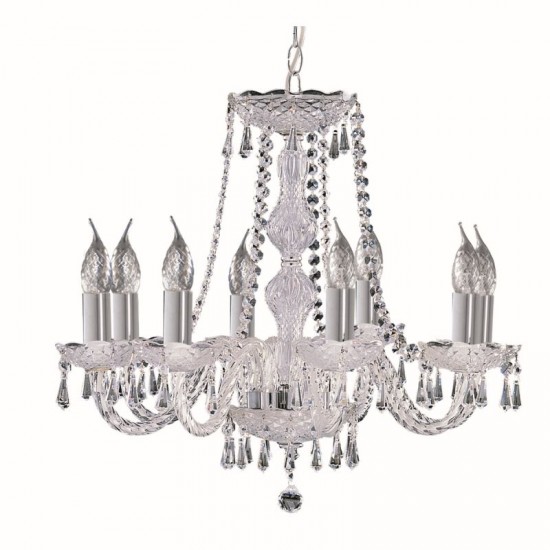 8540-006 Chrome 8 Light Chandelier with Crystal