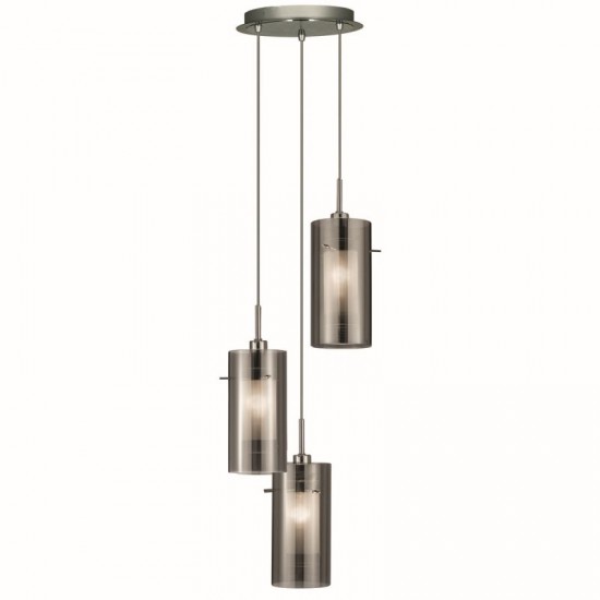 8560-006 Chrome 3 Light Cluster Pendant with Smoked & Frosted Glasses