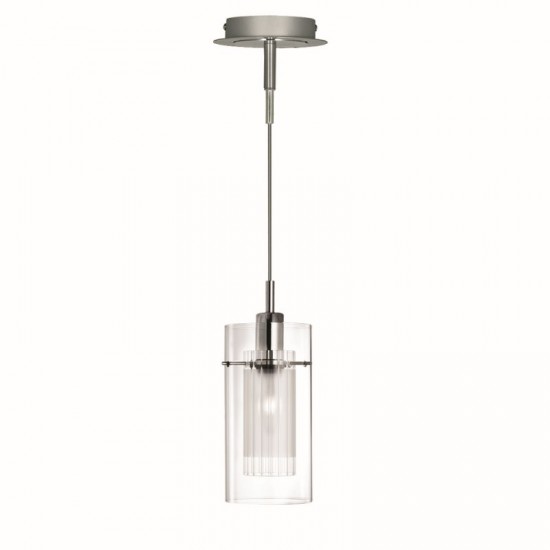 8561-006 Chrome Pendant with Clear & Frosted Glass