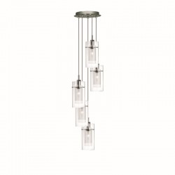 8563-006 Chrome 5 Light Cluster Pendant with Clear & Frosted Glasses 8563-006 Chrome 5 Light Cluster Pendant with Clear & Frosted Glasses