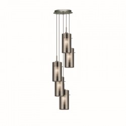 8564-006 Chrome 5 Light Cluster Pendant with Smoked & Frosted Glasses 8564-006 Chrome 5 Light Cluster Pendant with Smoked & Frosted Glasses