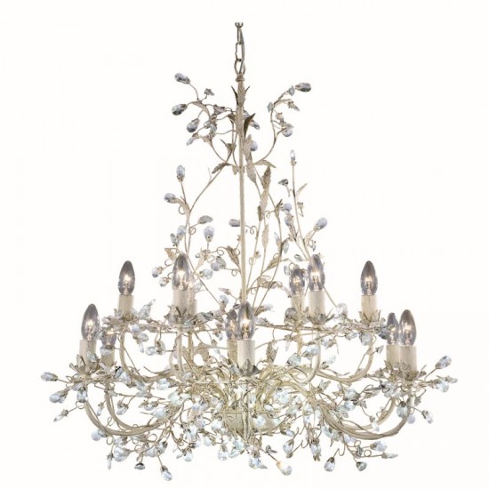 8594-006 Cream & Gold 12 Light Centre Fitting with Crystal