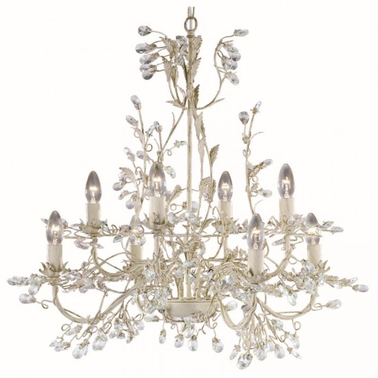 8604-006 Cream & Gold 8 Light Centre Fitting with Crystal