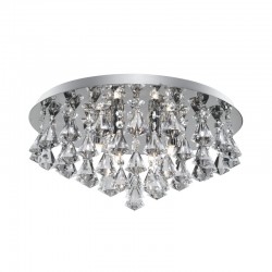 8758-006 Chrome 8 Light Flush with Crystal Pyramid Drops