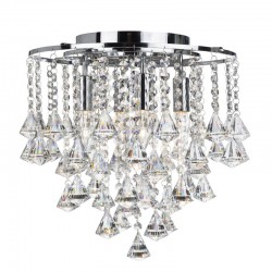8779-006 Chrome 4 Light Flush with Crystal Pyramid Drops