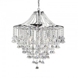 8780-006 Chrome 5 Light Pendant with Crystal Pyramid Drops