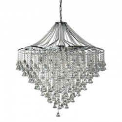 8781-006 Chrome 7 Light Pendant with Crystal Pyramid Drops