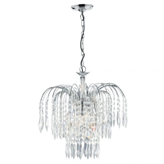 8880-006 Chrome 3 Light Waterfall Pendant with Crystal